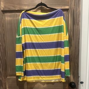 Striped Long Sleeve Top - Yellow, Green, Purple